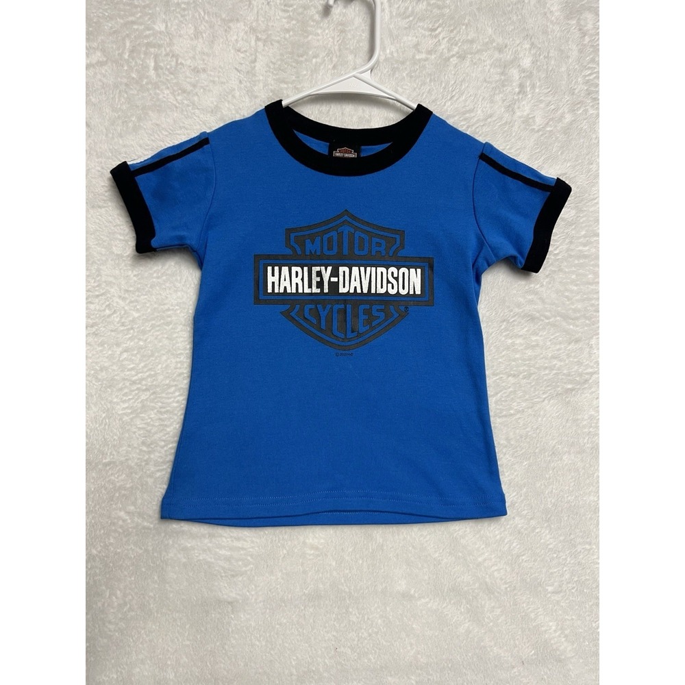 Harley Davidson‎ Youth 4/5 Blue Ringer T Shirt NWT Bar Shield